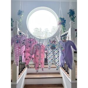 Darling Bulk Lot 5 Cozy Fleece Footed Pajama Sleepers 0-3mths